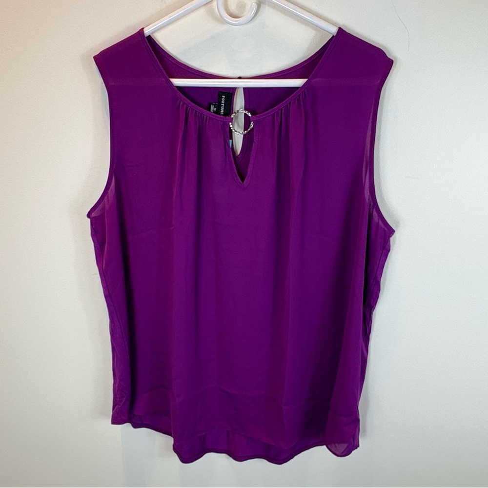 FORTUNE + IVY Sara Split Neck Blouse